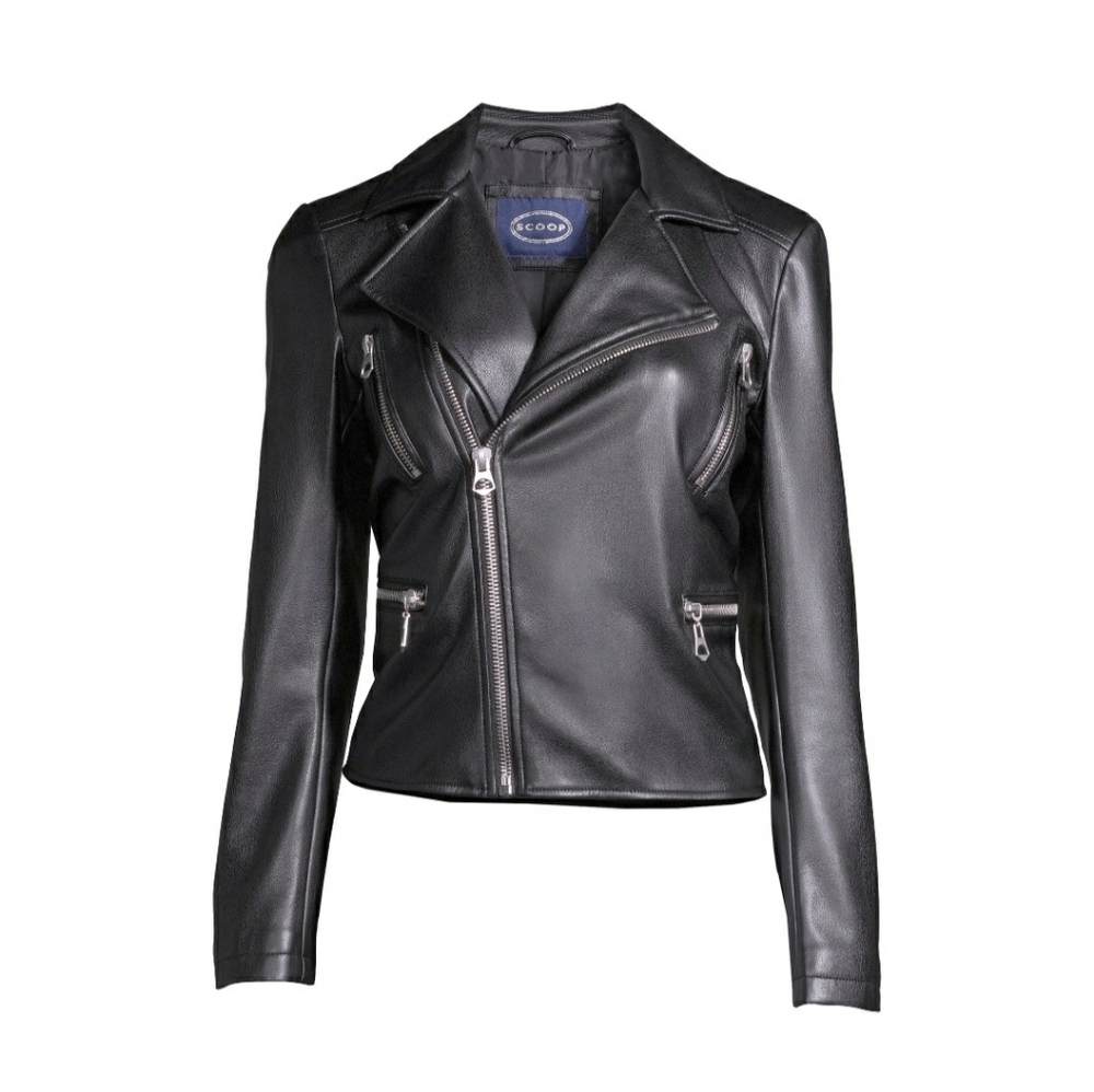 Faux Leather Moto Jacket Large